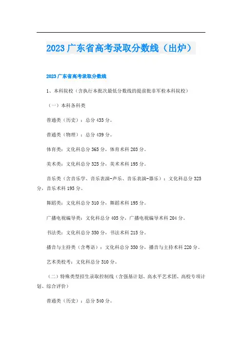 2023广东省高考录取分数线(出炉)