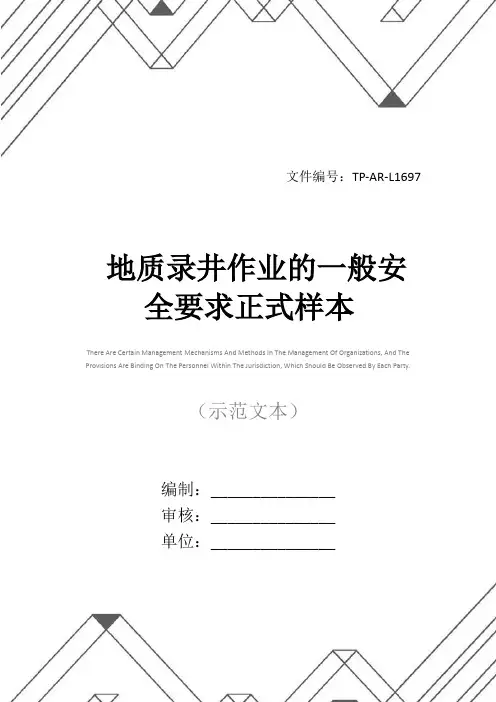 地质录井作业的一般安全要求正式样本