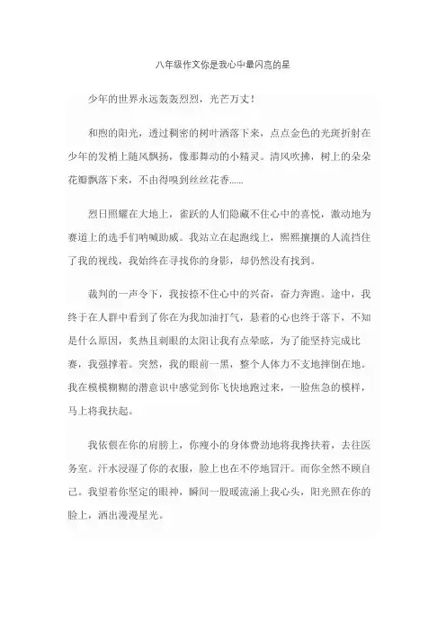 八年级作文你是我心中最闪亮的星