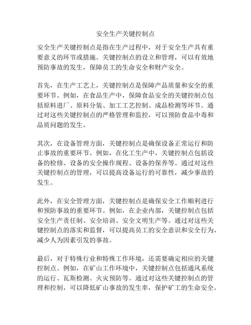 安全生产关键控制点