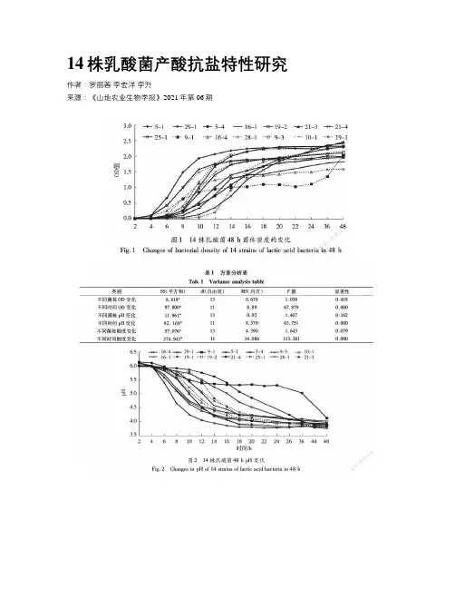 14株乳酸菌产酸抗盐特性研究