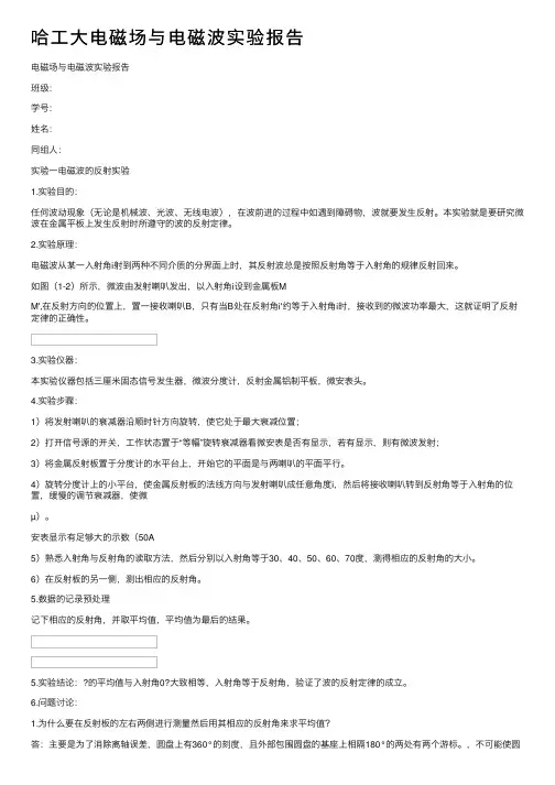 哈工大电磁场与电磁波实验报告