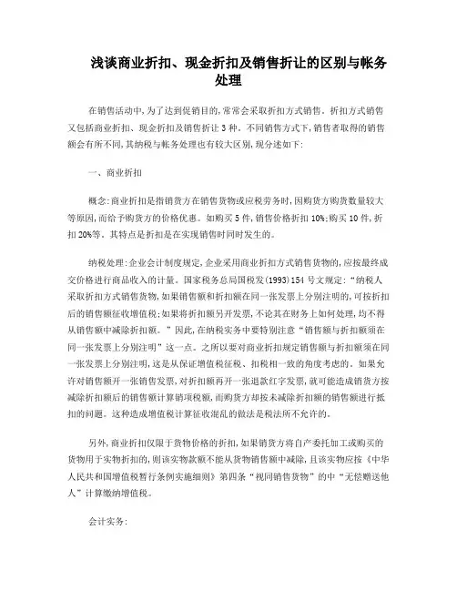 现金折扣、商业折扣、销售转让
