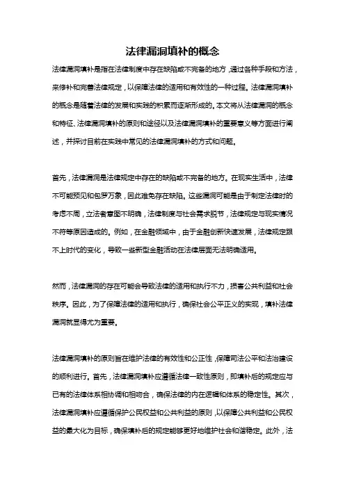 法律漏洞填补的概念