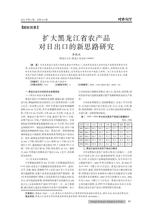 扩大黑龙江省农产品对日出口的新思路