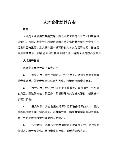 人才文化培养方案
