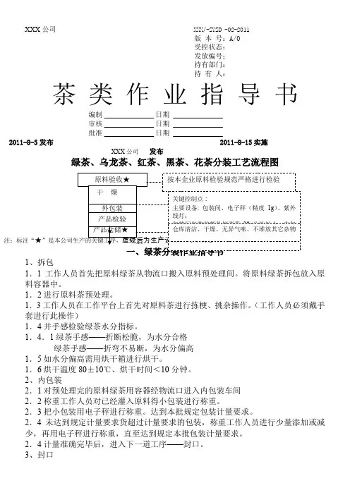 茶叶的生产制作工艺过程文件.