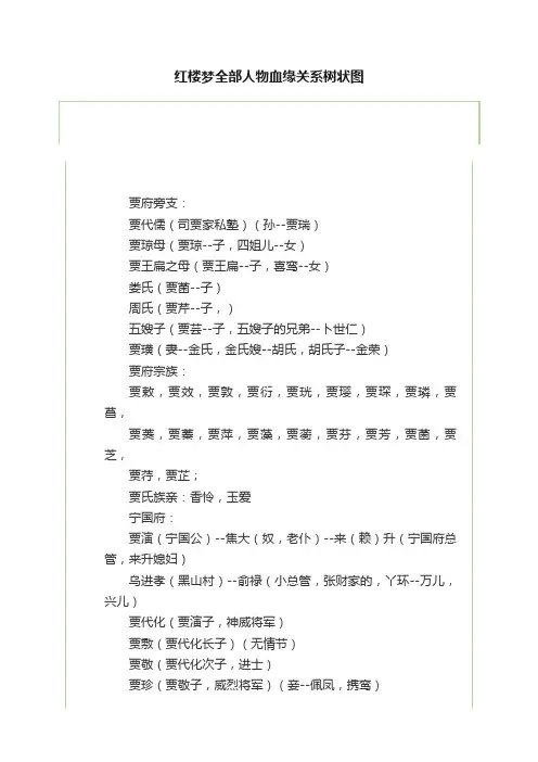 红楼梦全部人物血缘关系树状图