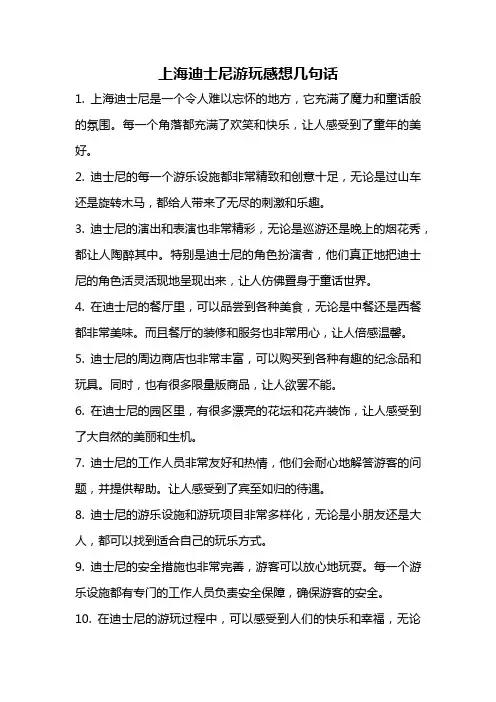 上海迪士尼游玩感想几句话