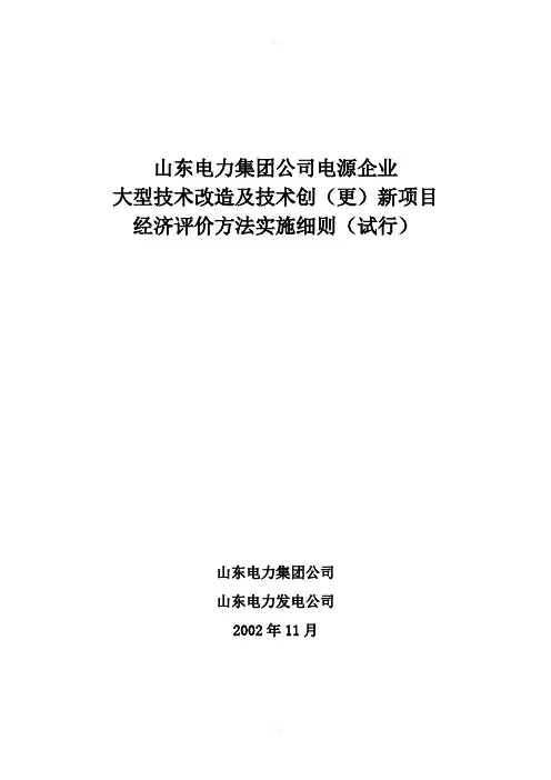 大型技改项目经济评价方法实施细则