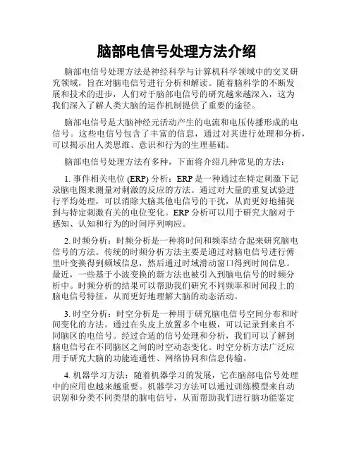 脑部电信号处理方法介绍