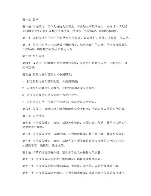 电厂防触电安全管理制度