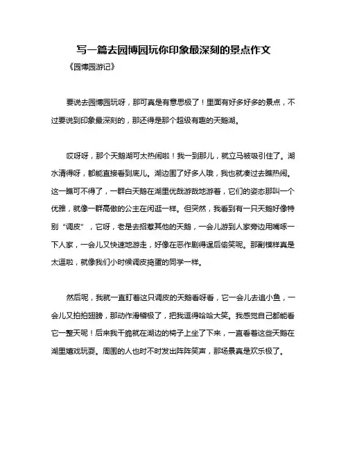 写一篇去园博园玩你印象最深刻的景点作文