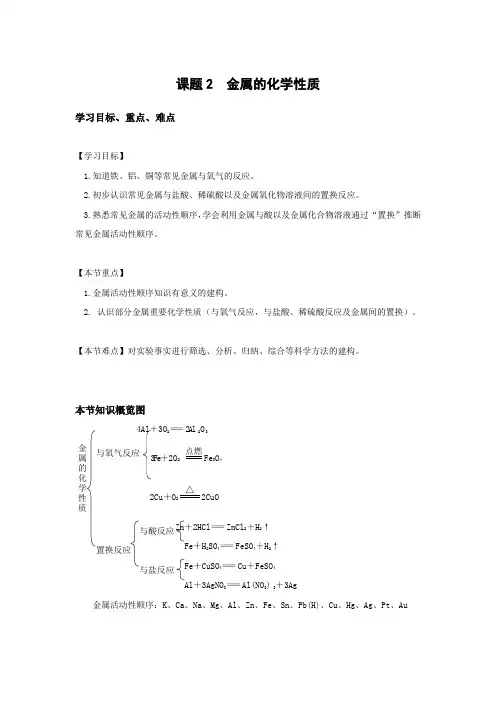 人教版-化学-九年级下册--课题2  金属的化学性质 导学案