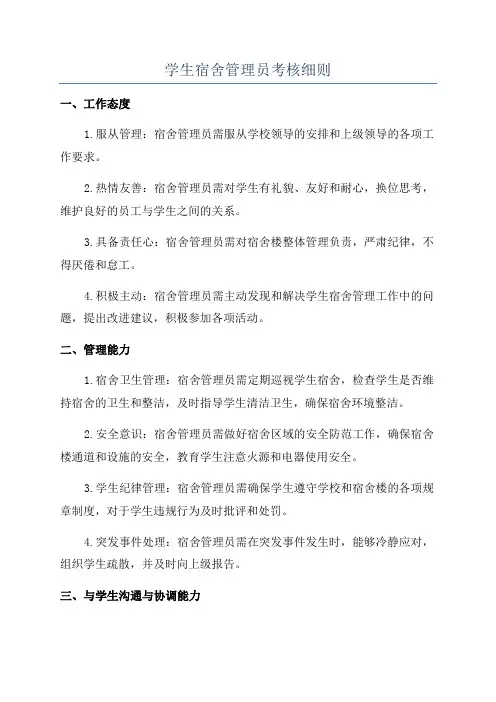 学生宿舍管理员考核细则