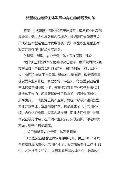 新型农业经营主体发展中存在的问题及对策