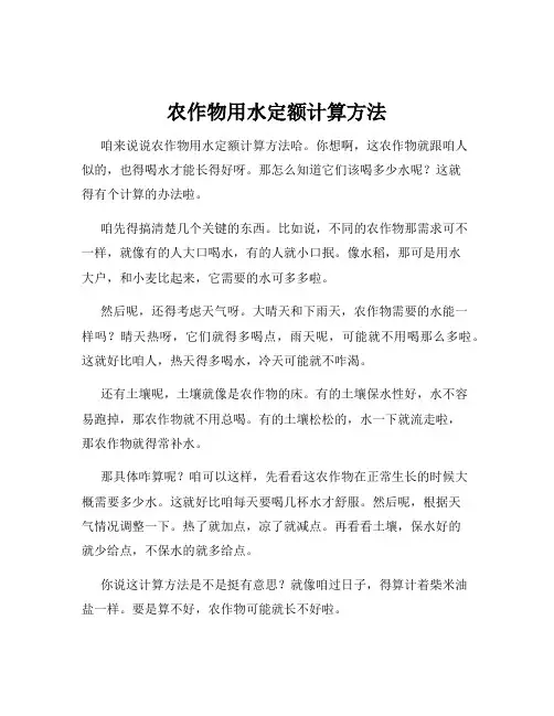 农作物用水定额计算方法