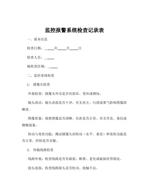 监控报警系统检查记录表