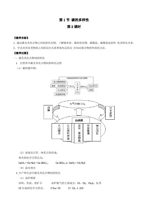 2018-2019学年鲁科版必修1 第3章第1节 碳的多样性(第2课时) 教案