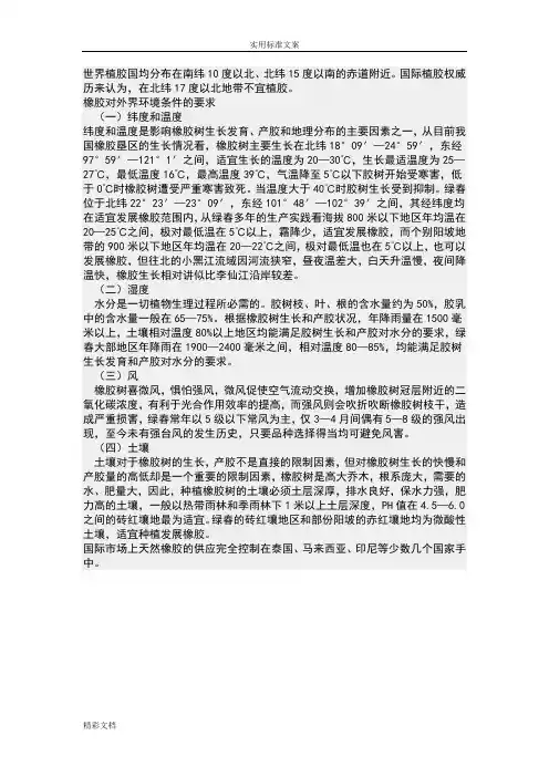 橡胶树对外界环境条件地地要求