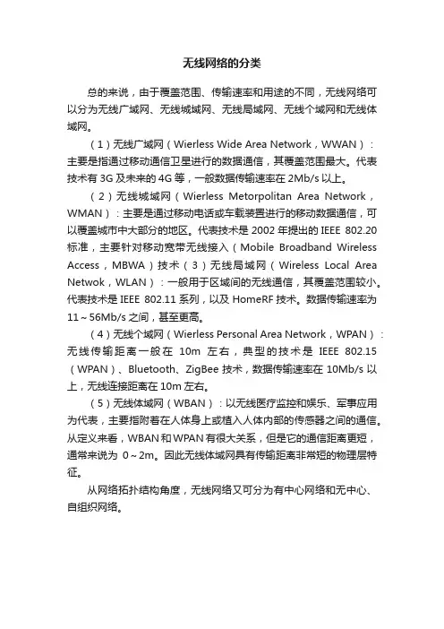 无线网络的分类