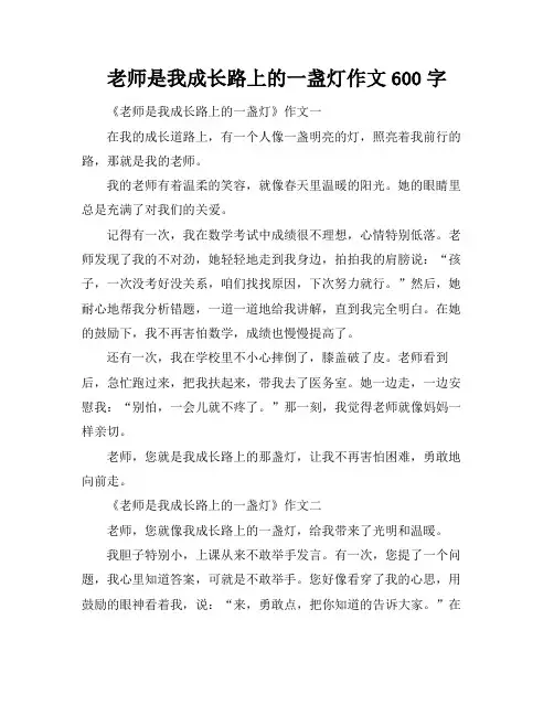 老师是我成长路上的一盏灯作文600字