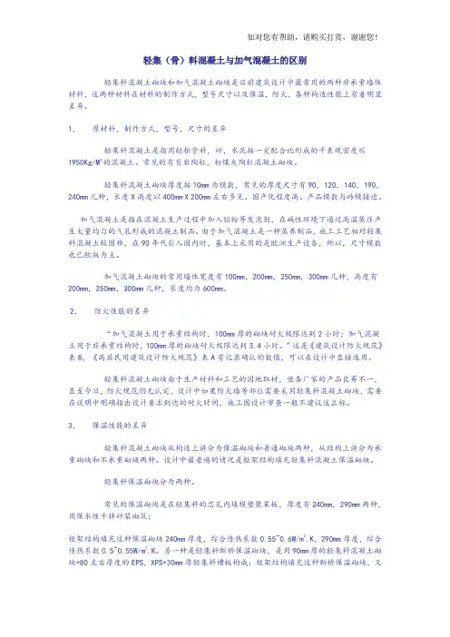 轻集料混凝土与加气混凝土的区别