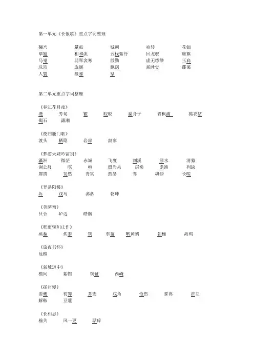 语文必修五重点字词整理