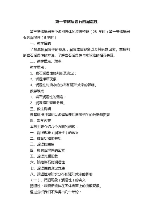 第一节储层岩石的润湿性