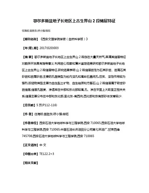 鄂尔多斯盆地子长地区上古生界山2段储层特征