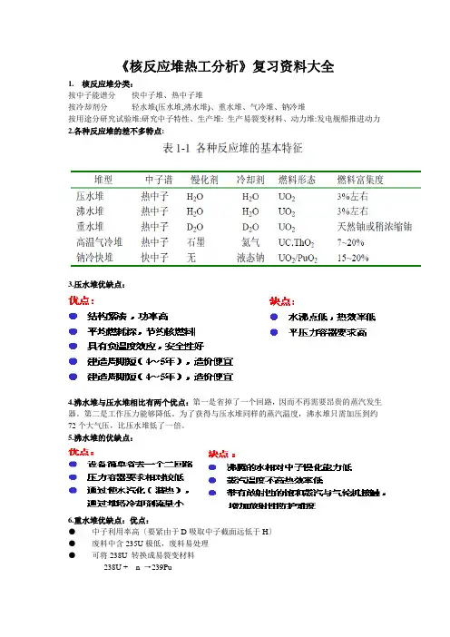 《核反应堆热工分析》复习资料大全