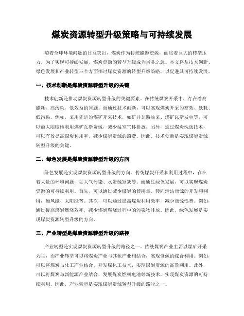 煤炭资源转型升级策略与可持续发展