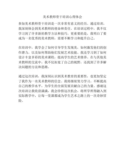 美术教师骨干培训心得体会