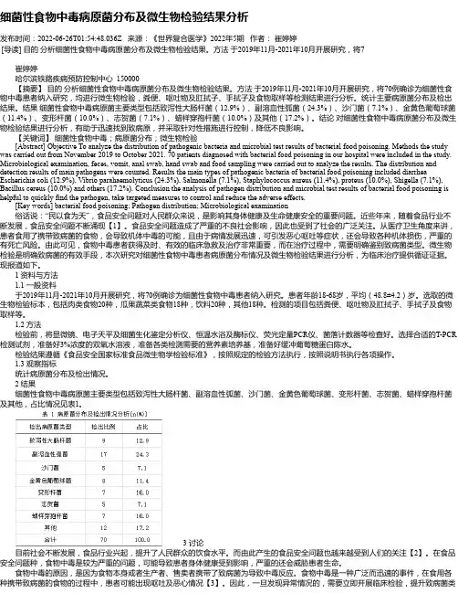 细菌性食物中毒病原菌分布及微生物检验结果分析