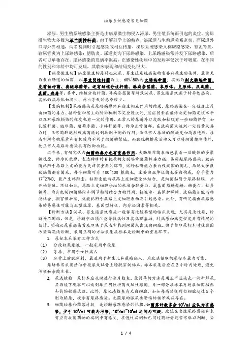 泌尿系统感染常见细菌