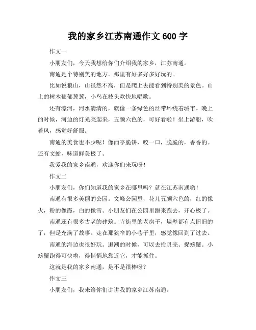 我的家乡江苏南通作文600字