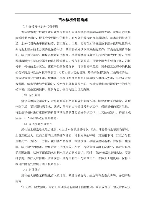 苗木移植保活措施