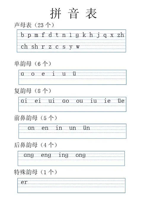 拼音表全可打印