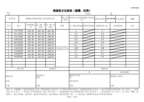 现场收方记录表(坑、槽类)-定