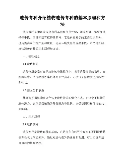 遗传育种介绍植物遗传育种的基本原理和方法