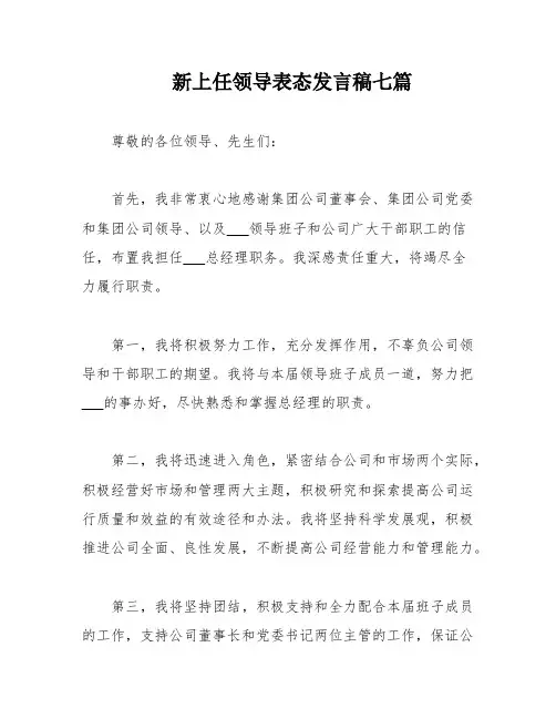 新上任领导表态发言稿七篇