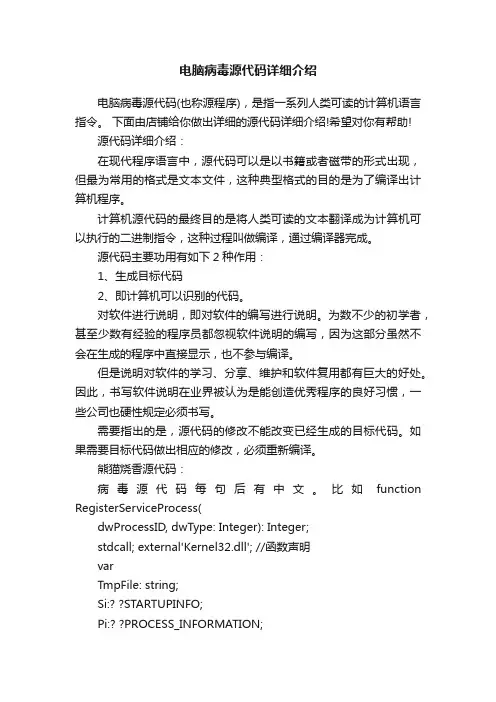 电脑病毒源代码详细介绍