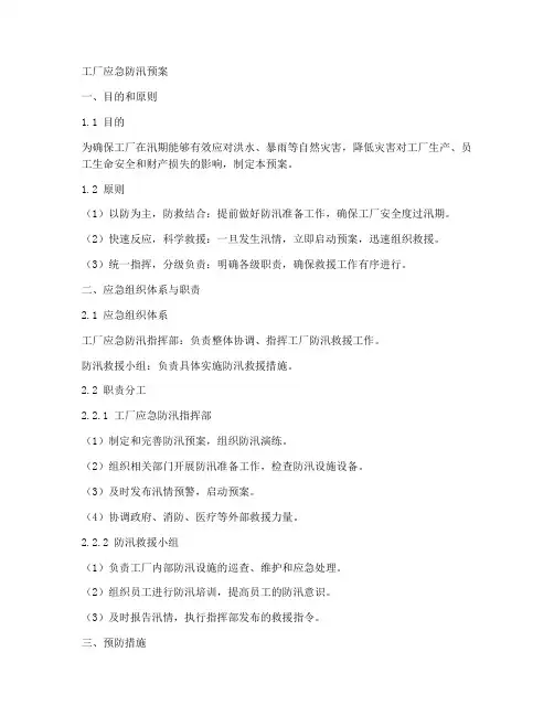 工厂应急防汛预案范本