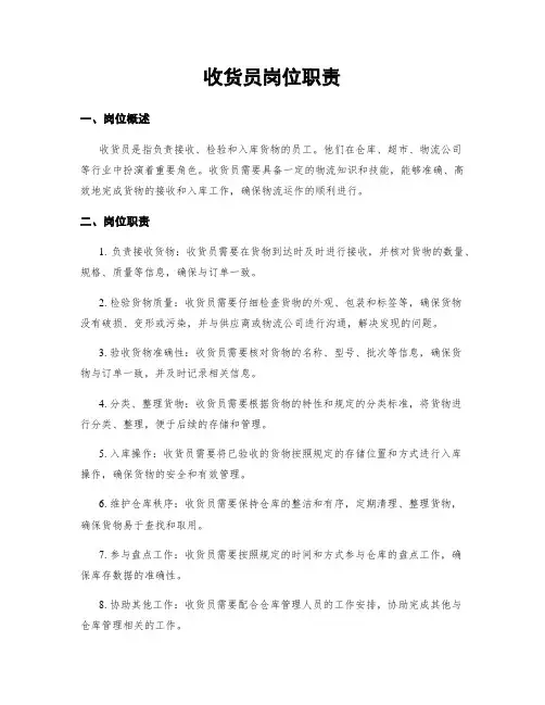 收货员岗位职责