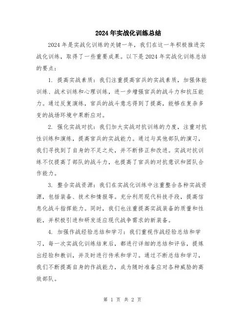 2024年实战化训练总结