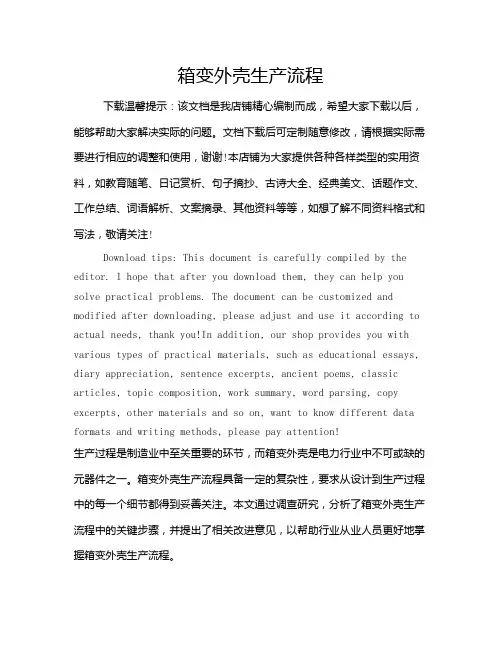 箱变外壳生产流程