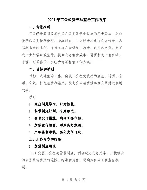 2024年三公经费专项整治工作方案