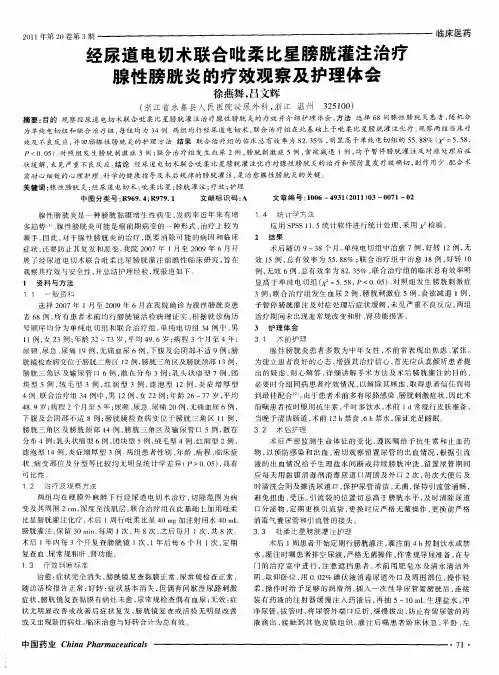 经尿道电切术联合吡柔比星膀胱灌注治疗腺性膀胱炎的疗效观察及护理体会
