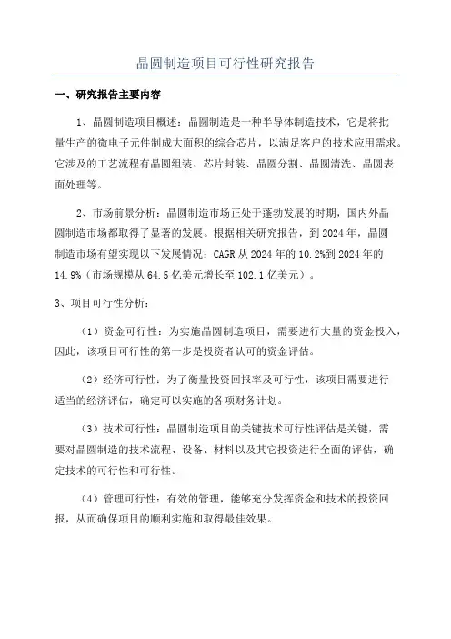 晶圆制造项目可行性研究报告