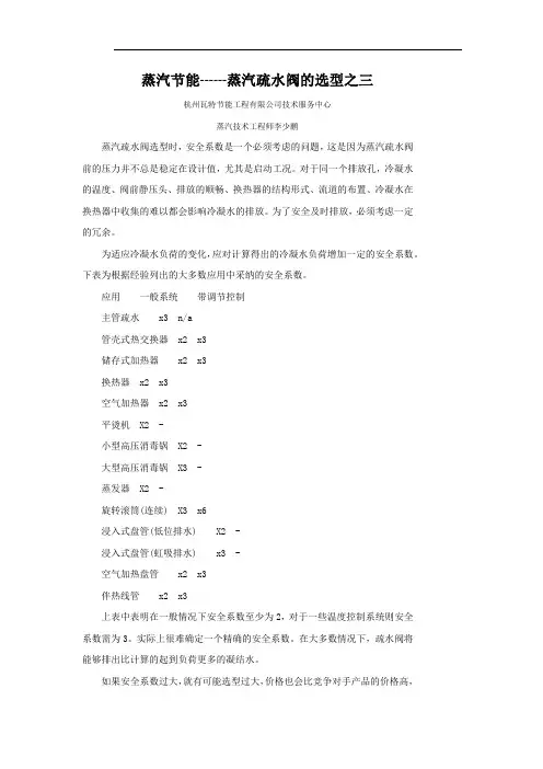 蒸汽节能---蒸汽疏水阀的选型与节能之三